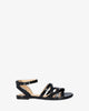 Black embossed faux leather sandals
