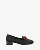 Black embossed faux leather shoes