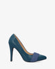 Fine tip stilettos in blue faux leather
