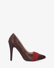 Fine tip stilettos in burgundy faux leather