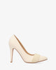 Fine tip stilettos in off white faux leather