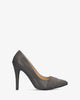 Fine tip stilettos in grey faux leather