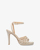 Beige faux suede high-heeled sandals