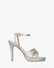 Silver soft high-heeled sandals
