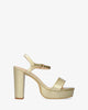 High heeled croc soft golden sandal