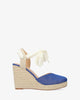 Blue fabric espadrille with jute wedge