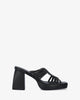 Squared heel black faux suede mule