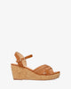 Brown soft sandals with a wooden effect wedge