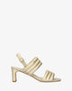 Soft golden mule with a thin block heel