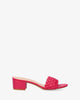 Squared heel mule in soft fuxia material