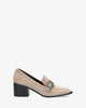 Heeled loafer in grey suede material