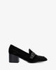 Heeled loafer in black suede material