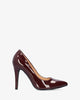 Garnet red patent leather heeled pumps
