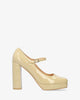 Heeled mary jane in soft patent beige colour
