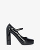 Heeled mary jane in soft patent black colour