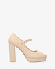 Heeled mary jane in soft beige colour