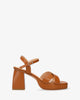 Soft brown sandal with wide heel and platform