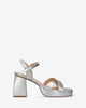 Sandały w soft srebrne z szerokim obcasem i platformą