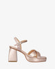 Soft pink sandal with wide heel and platform