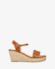 Soft brown sandals with jute wedge