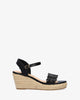 Soft black sandals with jute wedge