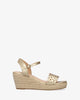 Soft gold coloured sandals with jute wedge