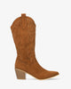 Cowboy boot in camel suede-like material