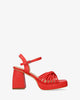 Sandale en soft corail à talon large et plateforme