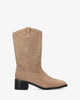 High-top ankle boot in a combination of grey suede
