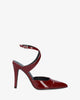 Burgundy patent slingback court shoes with heel