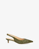 Backless court shoe in khaki braided soft leather