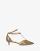 Zapato Salomé con tacón kitten en charol taupe