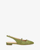 Flat slingback ballerina in green leather