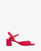 Heeled leather sandal in fuchsia colour