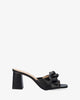 Black leather heeled sandals
