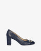 Vintage style heeled shoes in navy leather