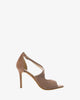 Stiletto crossed sandals in beige suede leather