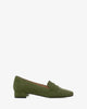 Moccasins in olive green suede leather