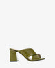 Sandals in black olive green leather