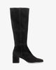 Knee-high black split leather boots