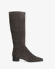 Knee-high boots in dark grey split leather