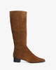 Knee-high boots in cognac split leather