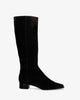 Knee-high boots in black split leather