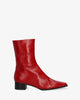 Skórzane botki na obcasie czerwone
