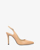 Fine toe slingback shoes in beige leather