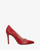 Heeled shoes in red nappa leather
