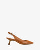 Slingback high heels in brown leather