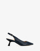 Slingback high heels in navy leather