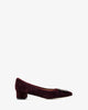 Heeled shoes in burgundy split leather