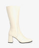 Heeled boots in off-white leather